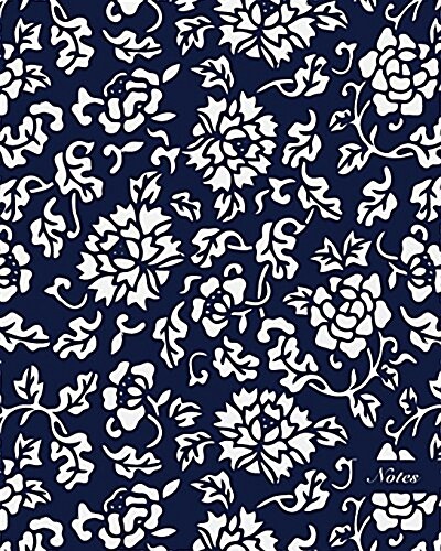 Notes: 8x10 Unruled Blank Notebook Seamless Oriental China Porcelain Botanic Garden Plant Flower Leaf Pattern Cover. Matte (Paperback)