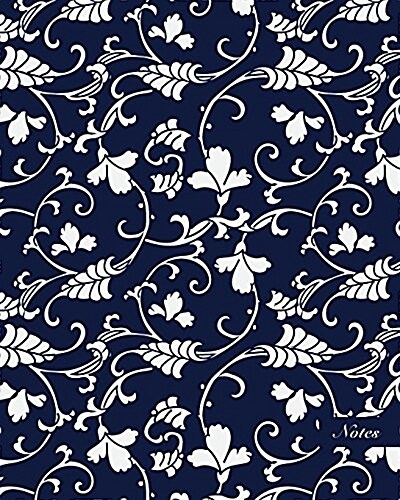 Notes: 8x10 Unruled Blank Notebook Seamless Oriental China Porcelain Nature Botanic Spiral Curve Cross Leaf Vine Pattern Co (Paperback)