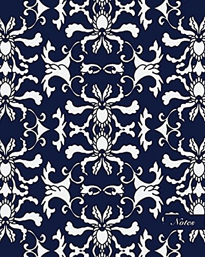 Notes: 8x10 Unruled Blank Notebook Seamless Oriental China Porcelain Check Cross Spiral Curve Leaf Flower Pattern Cover. Ma (Paperback)