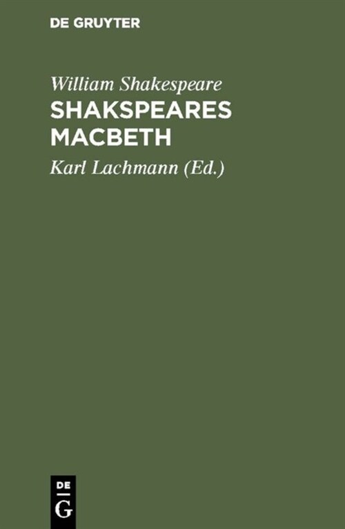 Shakspeares Macbeth (Hardcover, Reprint 2017)