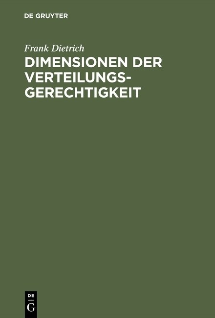 Dimensionen Der Verteilungsgerechtigkeit (Hardcover)