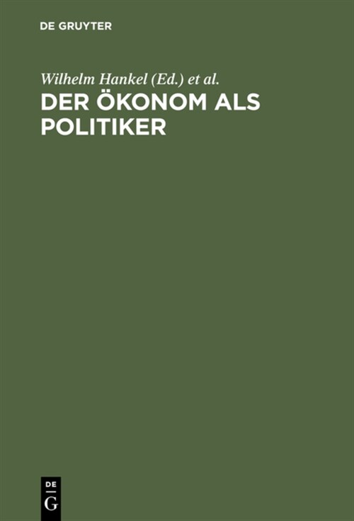 Der ?onom als Politiker (Hardcover, Reprint 2016)
