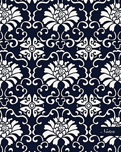 Notes: 8x10 Unruled Blank Notebook Seamless Oriental China Porcelain Spiral Curve Cross Vine Flower Leaf Pattern Cover. Mat (Paperback)