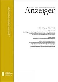 Geistes-, Sozial- Und Kulturwissenschaftlicher Anzeiger 152. Jahrgang 2017, Heft 1 (Paperback)