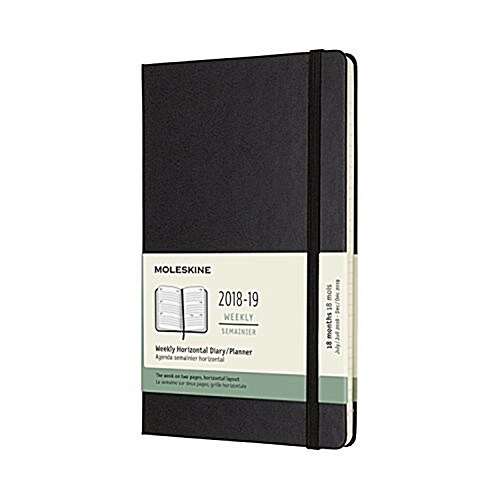 Moleskine 2018-19 18m Weekly Horizontal Planner, Large, Black, Hard Cover (5 X 8.25) (Desk)