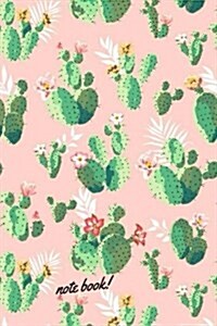 Note Book: 120 Pages Lined Book, Composition Book, White Paper, Cactus and Succulent Pink Soft Cover (Paperback)