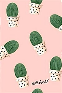 Note Book: 120 Pages Lined Book, Composition Book, White Paper, Cactus and Succulent on Pastel Pink Softcover for Students, Girls (Paperback)