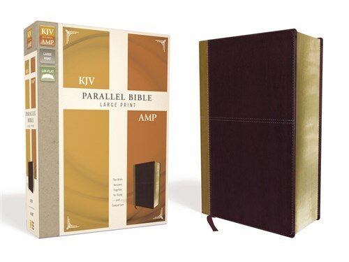 KJV, Amplified, Parallel Bible, Large Print, Leathersoft, Tan/Burgundy, Red Letter Edition: Two Bible Versions Together for Study and Comparison (Imitation Leather)