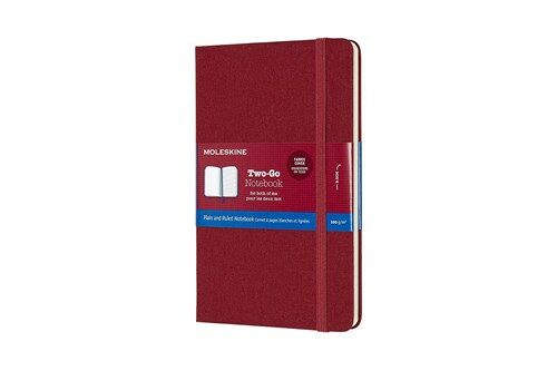 Moleskine Two-Go Notebook, Medium, Ruled-Plain, Cranberry Red Hard Cover (4.5 X 7) (Other)