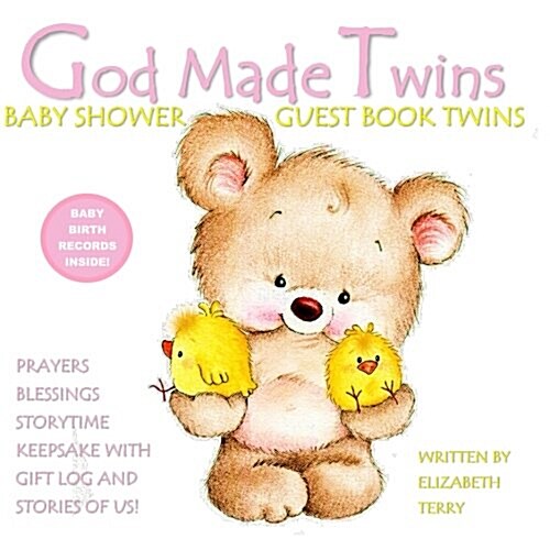 Baby Shower Guest Book Twins: God Made Twins: Girls Twin Baby Book for Baby Shower Guest Book Pink Grey Gray Pink and Purple (Paperback)