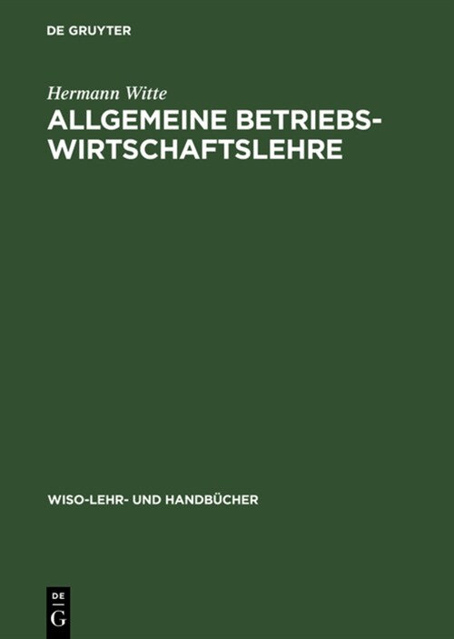 Allgemeine Betriebswirtschaftslehre (Hardcover)