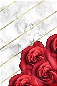 Marble + Gold Roses Bullet Journal: Red Roses Floral Dot Grid Journal (Paperback)