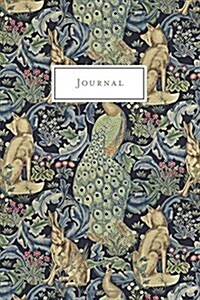 Journal: Vintage Floral Design (Wolf, Peacock, Rabbit) - Journal, Notebook, Diary (College Ruled) (Paperback)