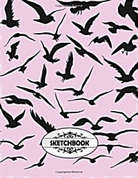 Sketchbook: Black Birds on a Purple Book Cover Cover and Blank Pages, Extra Large (8.5 X 11) Inches, 110 Pages, White Paper, Sketc (Paperback)