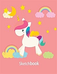 Sketchbook: White Unicorn of the Pink Cover and Blank Pages, Extra Large (8.5 X 11) Inches, 110 Pages, White Paper, Sketch, Draw a (Paperback)