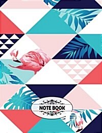 Notebook: Flamingo and Leaves in Frame on Cover2 and Blank Pages, Extra Large (8.5 X 11) Inches, 110 Pages, White Paper, Sketch, (Paperback)