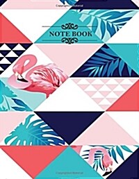 Notebook: Flamingo and Leaves in Frame on Cover3 and Blank Pages, Extra Large (8.5 X 11) Inches, 110 Pages, White Paper, Sketch, (Paperback)