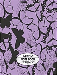 Notebook: Black Butterfly and Purple on Cover and Blank Pages, Extra Large (8.5 X 11) Inches, 110 Pages, White Paper, Sketch, Dr (Paperback)