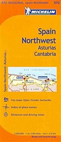 Michelin Spain: Northwest, Asturias, Cantabria Map 572 (Folded, 10)