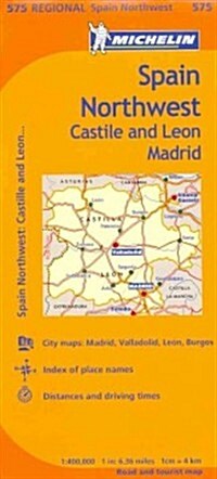 Michelin Spain: Northwest, Castilla-Leon Madrid Map 575 (Folded, 10)