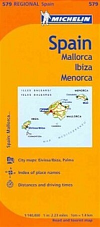 Michelin Spain: Balearic Islands Map 579: (Mallorca, Ibiza, Menorca) (Folded, 9)