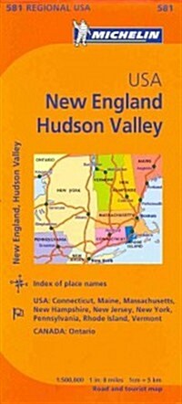 Michelin USA: New England, Hudson Valley Map 581 (Folded, 4)