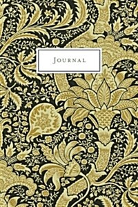 Journal: Black and Gold Ornamental Vintage Floral Design - Journal, Notebook, Diary (College Ruled) (Paperback)