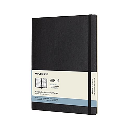 2019 Moleskine Notebook Black Extra Large Monthly 18-month Diary Soft (Paperback)