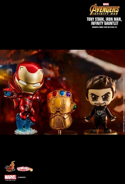 [Hot Toys] 코스베이비 토니스타크+아이언맨 마크50, 인피니티 건틀렛 콜렉터블 세트 COSB464 - Tony Stark, Iron Man, Infinity Gauntlet Cosbaby (S) Bobble-Head Collectible Set