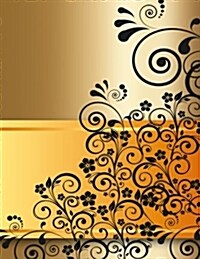 Journal: 8.5 X 11 202 Pages Journal/Notebook Floral Gold Black Pattern Lined Pages (Paperback)