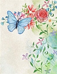Journal: 8.5 X 11 202 Lined Pages Floral Watercolor Butterfly Notebook (Paperback)