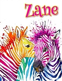 Zane: Rainbow Zebras, Personalized Journal, Diary, Notebook, 105 Lined Pages, Christmas, Birthday, Friendship Gifts for Girl (Paperback)