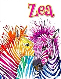 Zea: Rainbow Zebras, Personalized Journal, Diary, Notebook, 105 Lined Pages, Christmas, Birthday, Friendship Gifts for Girl (Paperback)