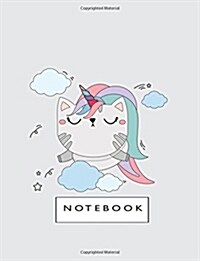 Notebook: Cute Cat on Grey and Lined Pages, Extra Large (8.5 X 11) Inches, 110 Pages, White Paper (Paperback)