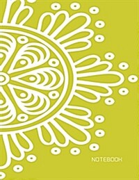 Notebook: Big Mandala On Yellow Cover Notebook Journal Diary, 110 Dashed lines pages, 8.5 x 11, Date on top (Paperback)