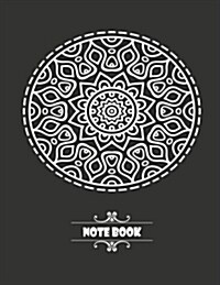 Notebook: Mandala Flowers On Gray Cover Notebook Journal Diary, 110 Dashed lines pages, 8.5 x 11, Date on top (Paperback)