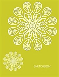 Sketchbook: Flower Mandala on Yellow Cover Blank Pages, Extra Large (8.5 X 11) Inches, 110 Pages, White Paper, Sketch, Draw and Pa (Paperback)