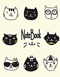 Notebook: Cute Cat on Cream Cover and Dot Graph Line Sketch Pages, Extra Large (8.5 X 11) Inches, 110 Pages, White Paper, Sketch (Paperback)