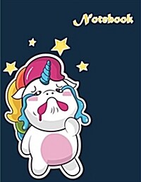 Notebook: Cute Unicorn on Dark Blue Cover and Lined Pages, Extra Large (8.5 X 11) Inches, 110 Pages, White Paper (Paperback)