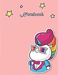 Notebook: Unicorn on Pink Cover and Lined Pages, Extra Large (8.5 X 11) Inches, 110 Pages, White Paper (Paperback)