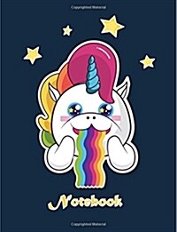 Notebook: Unicorn on Dark Blue Cover and Lined Pages, Extra Large (8.5 X 11) Inches, 110 Pages, White Paper (Paperback)