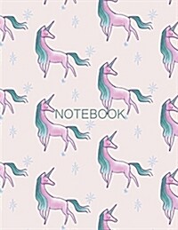 Notebook: Pink Unicorn on Pink Cover and Lined Pages, Extra Large (8.5 X 11) Inches, 110 Pages, White Paper (Paperback)