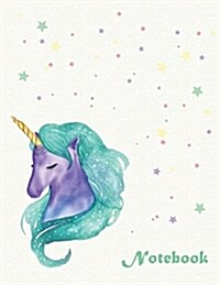 Notebook: Cute Unicorn on Cream Cover and Lined Pages, Extra Large (8.5 X 11) Inches, 110 Pages, White Paper (Paperback)