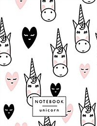 Notebook Unicorn: Unicorn on White Cover and Lined Pages, Extra Large (8.5 X 11) Inches, 110 Pages, White Paper (Paperback)