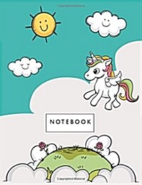 Notebook: Unicorn on Dark Green Cover and Lined Pages, Extra Large (8.5 X 11) Inches, 110 Pages, White Paper (Paperback)