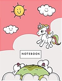 Notebook: Unicorn on Pink Cover and Lined Pages, Extra Large (8.5 X 11) Inches, 110 Pages, White Paper (Paperback)