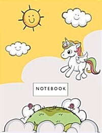 Notebook: Unicorn on Yellow Cover and Lined Pages, Extra Large (8.5 X 11) Inches, 110 Pages, White Paper (Paperback)