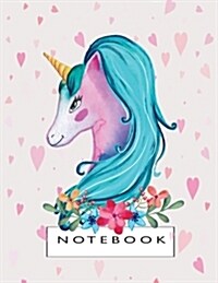 Notebook: Unicorn in Love on Grey Cover and Lined Pages, Extra Large (8.5 X 11) Inches, 110 Pages, White Paper (Paperback)