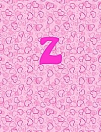 Z: Hearts Cover, Letter Z Monogram Notebook, 8.5 X 11 Inches, Blank, Numbered Pages (Paperback)