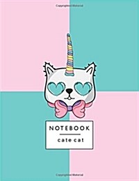 Notebook: Cute Cat on Pastel Color Cover and Lined Pages, Extra Large (8.5 X 11) Inches, 110 Pages, White Paper (Paperback)